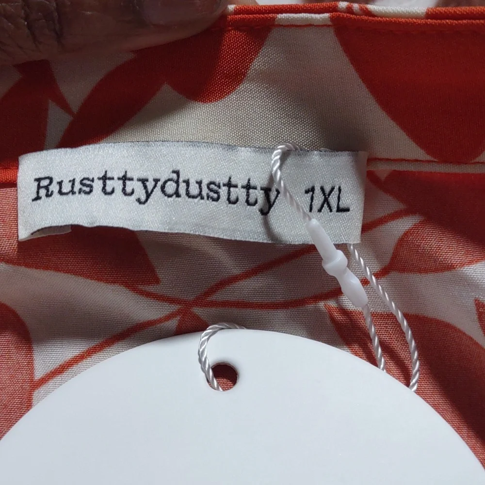 Rustty Dusty Printed Notched Long Sleeve Maxi Dress Size 1XL - Picture 7 of 14